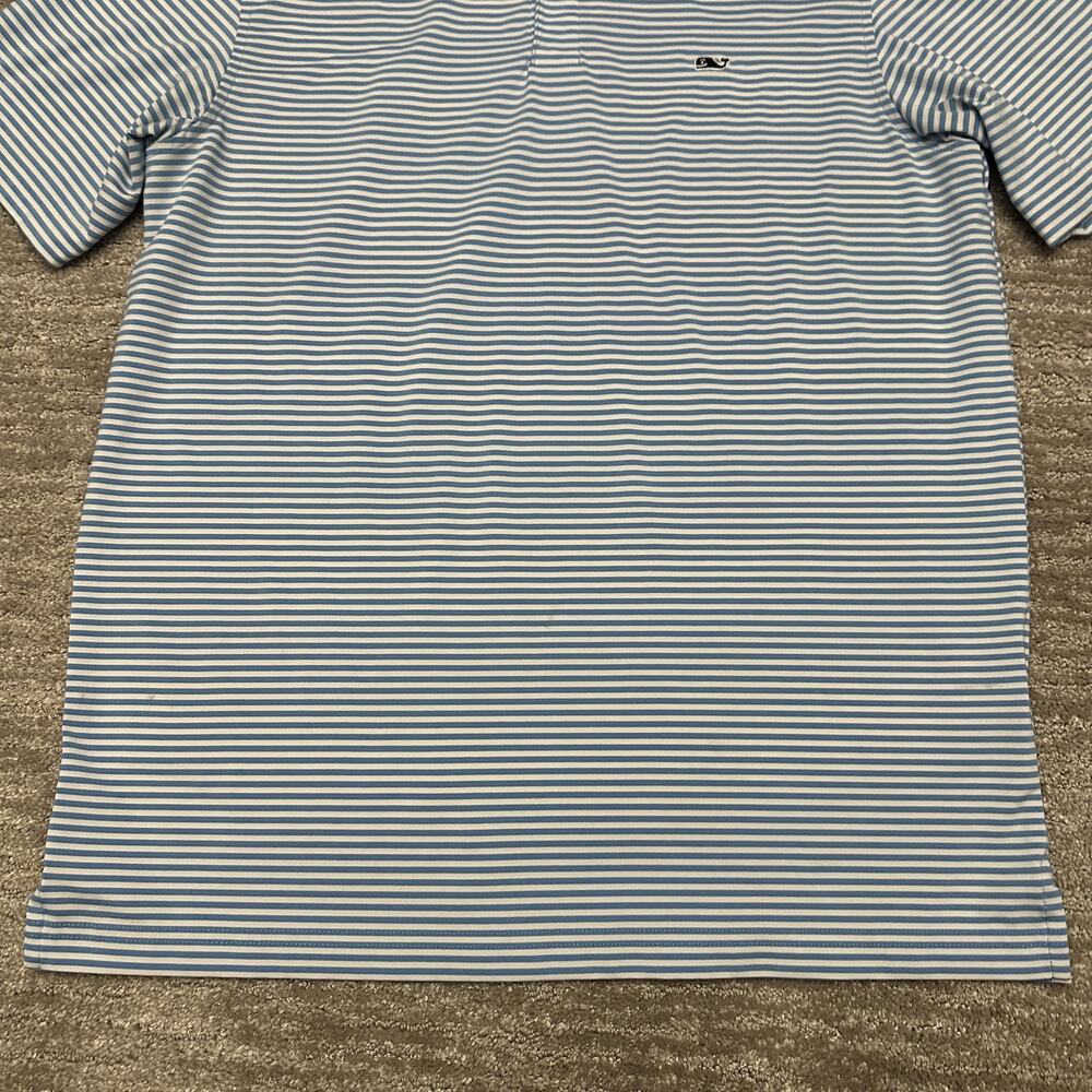 Vineyard Vines Performance Polo Shirt Mens M Blue Striped Short Sleeve Golf Logo - Picture 4 of 12